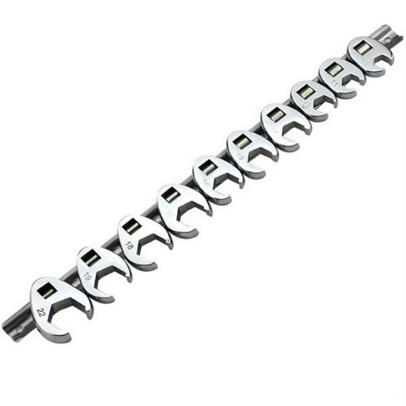 10Pcs 3/8Inch Drive Crowfoot Wrench 10 to 22mm Metric SAE Imperial Chrome Plated Foot Open End Spanner