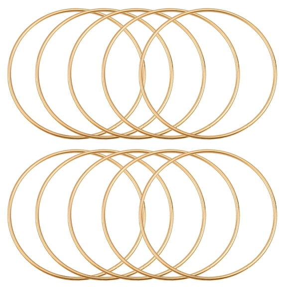 10Pcs 3 Inch Gold Dream Catcher Rings Metal Macrame Hoops Iron Round Rings Floral Circles Decorative Mobiles Accessories