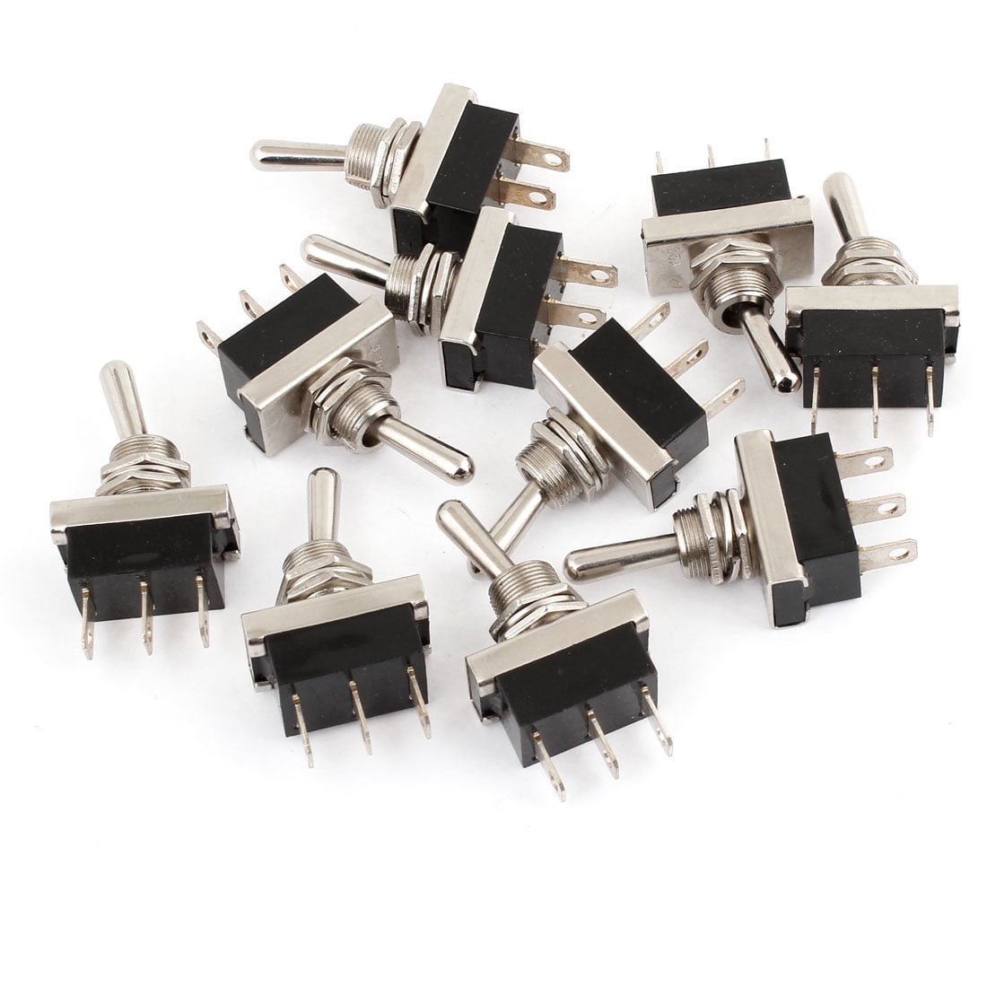 10Pcs 3 Pins 2 Positions On/Off Type Toggle Switch DC 12V 25A for Car