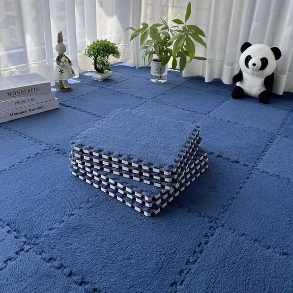 10Pcs 30*30CM Creative Plush Puzzle Foam Floor Mat Puzzle Carpet Warm Playmat Interlocking Exercise Tiles Fluffy Area Rugs