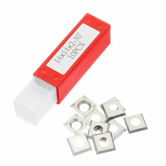 10Pcs 30 Degree Square Carbide Inserts for CNC Lathe Tools Replaceable Blades Suitable for Woodworking Planer Milling Machine High Cutting Tips Industrial Grade Silver Edge