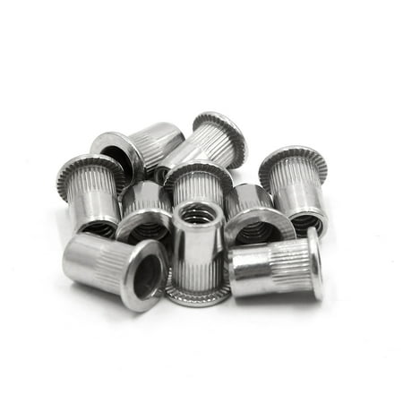 Unique Bargains 10Pcs 304 Stainless Steel 1/4-20 UNC Flat Head Rivet Nut Insert