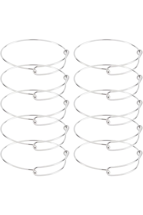 10Pcs 304 Stainless Steel Adjustable Wire Bangle Bracelet Expandable Bangle Bracelet Accessories for Jewelry Making Inner Diameter: 2.46 inch(62.5mm) for DIY
