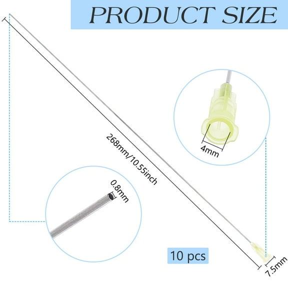 10Pcs 304 Stainless Steel Dispensing Needle 20 Gauge Stainless Steel Long Needles with Luer Connector