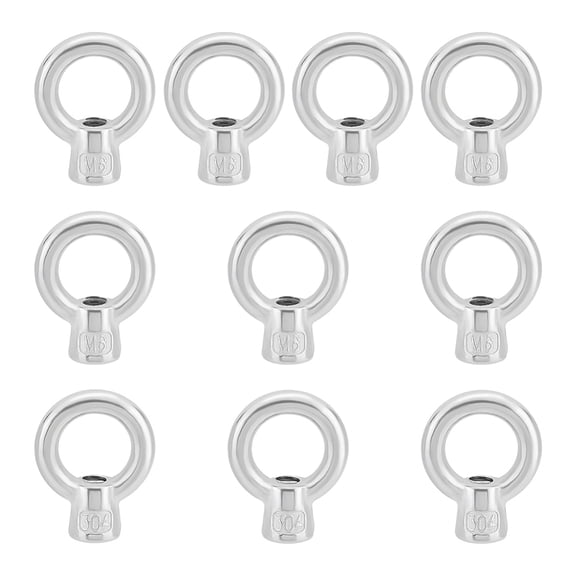 10Pcs 304 Stainless Steel Lifting Eye Nuts Stainless Steel Color 38.5x31x13.5mm Hole: 7mm Inner Diameter: 21mm