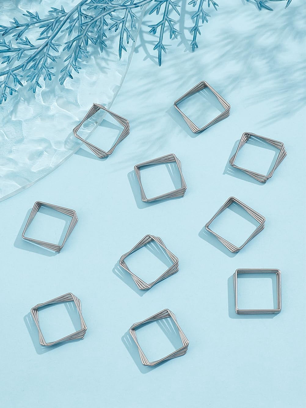 Square Connector Rings 10Pcs 304 Stainless Steel Open Jump Rings Square Connector Rings ...