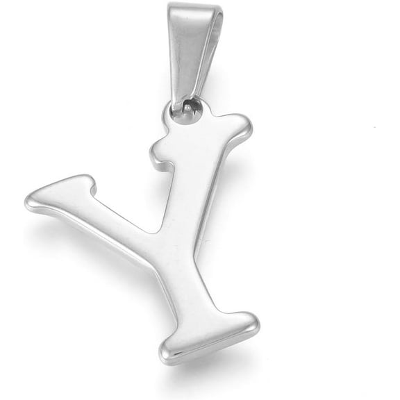 10Pcs 304 Stainless Steel Pendants Stainless Steel Color Pendant Charm for Women DIY Necklace Bracelet Earring Jewelry Craft Making Initial Letter.Y 20x17x1.8mm Hole: 3x7mm