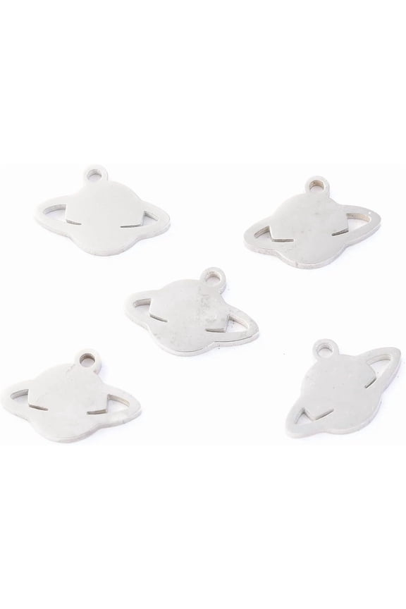 10Pcs 304 Stainless Steel Planet Charms Planet Pendant Charm Stainless Steel Color Pendant Ornament for diy making