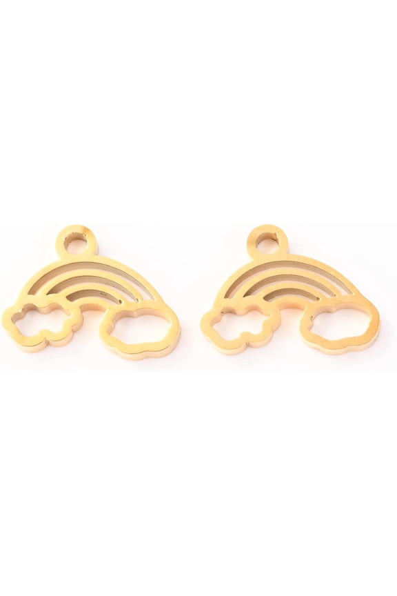 10Pcs 304 Stainless Steel Rainbow Charms RainbowJewelry Making Charms Golden Pendant Ornament