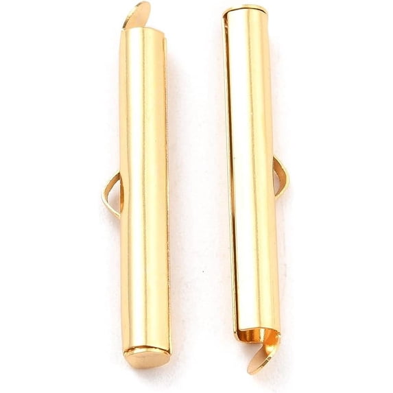 10Pcs 304 Stainless Steel Slide On End Clasp Tube Buckle Clasps 18K Gold Plated Slider End Caps Clasps Jewelry Accessories Findings