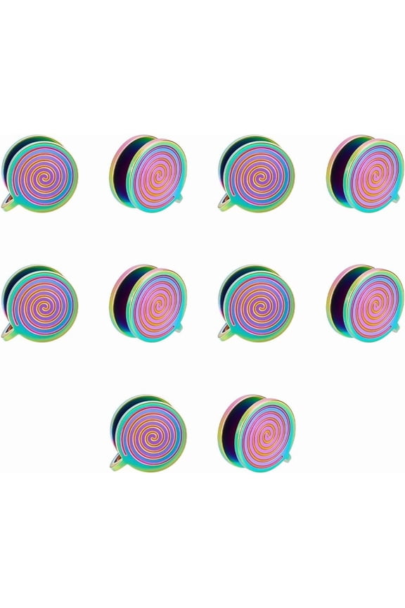 10Pcs 304 Stainless Steel Vortex Cuff Earrings Punk Style Jewelry for Men Women Rainbow Color 11x11.5x17mm
