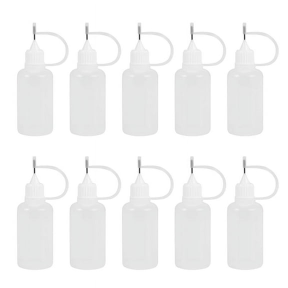 10Pcs 30Ml Plastic Squeezable Tip Applicator Bottle Refillable Dropper Bottles with Needle Tip Caps for Glue DIY