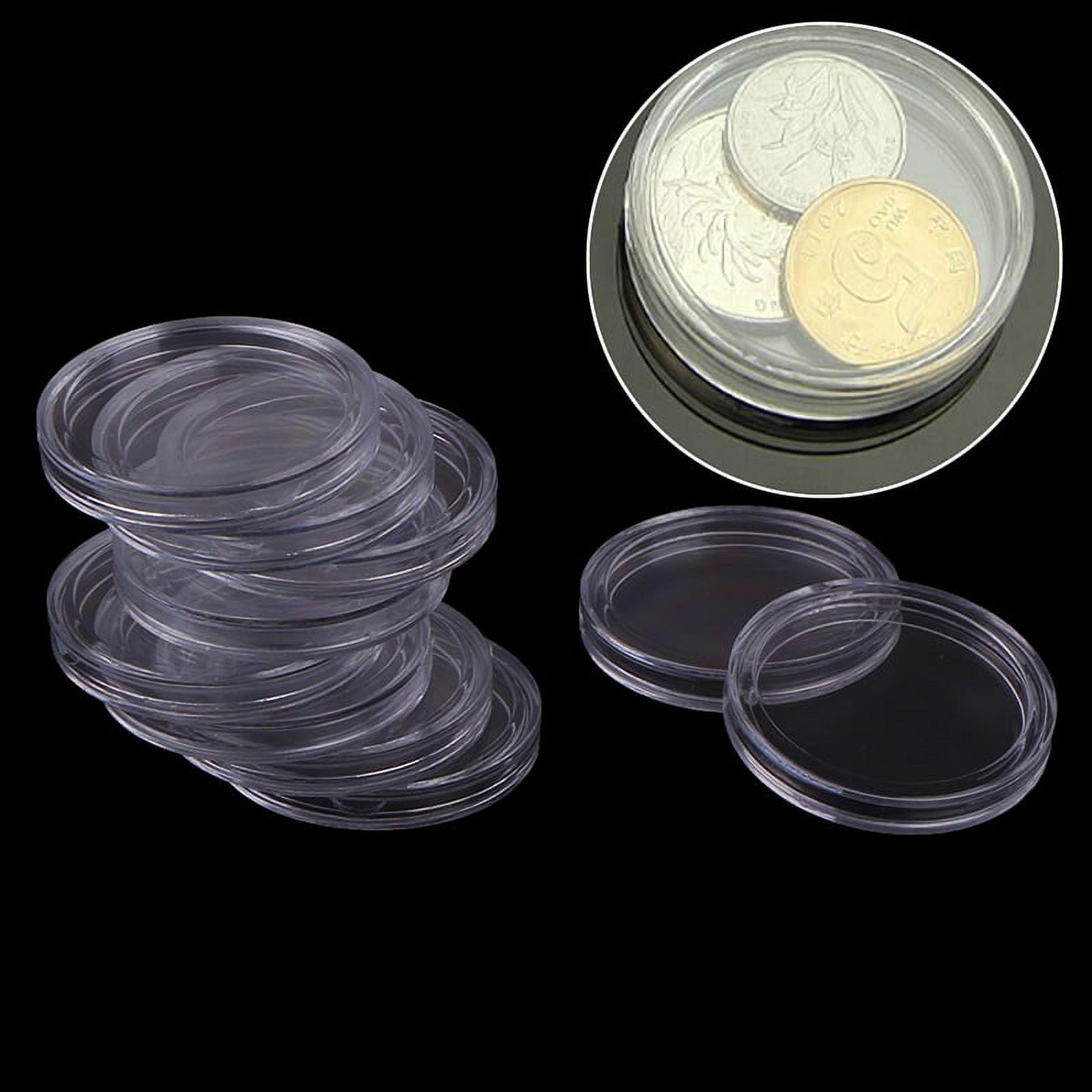 10Pcs 32mm plastic round applied clear cases coin storage capsules