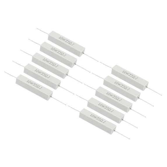 10Pcs 33 Ohm Resistors, 10W Ceramic Cement Resistor Power Cement Resistor Kit Tolerance 5% for Power Adapters Audio