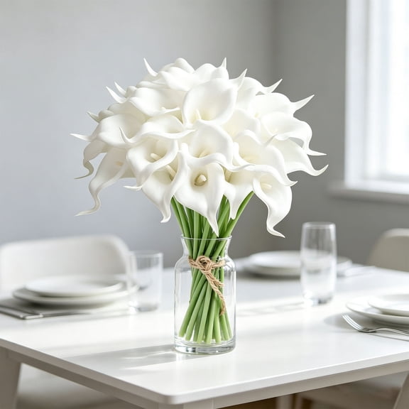 10Pcs 35cm Artificial Lilies Soft Fake Flowers, Wedding Hand Bouquet Home Floral Table Decor, Realistic Foliage Arrangement for Vase Party Centerpiece Photography
