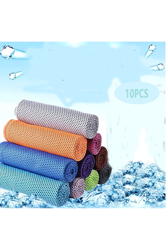 10Pcs 39in Length Cool Towels, Ice Towel  for Neck and Face,Cooling Towel for Gym, Travel, Yoga, Camping, Running (10 Colors)