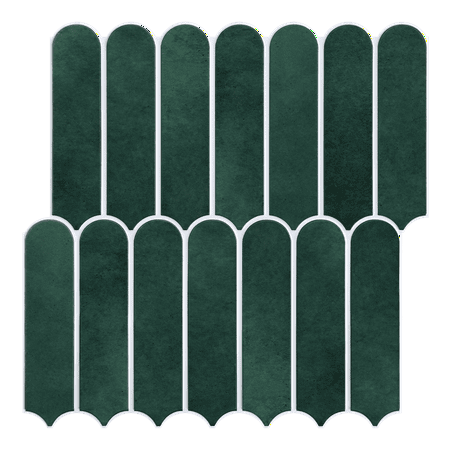 10Pcs | 3D Dark Green Peel and Stick Wall Tile, Matte Fish Scale Peel Stick Tile Backsplash Kitchen Bathroom, Heat Water Resistant,Removable