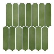 10Pcs | 3D Green Peel and Stick Tile for Wall Decor, Matte Fish Scale Peel Stick Backsplash Kitchen,Heat Water Resistant,Removable,12''x12''