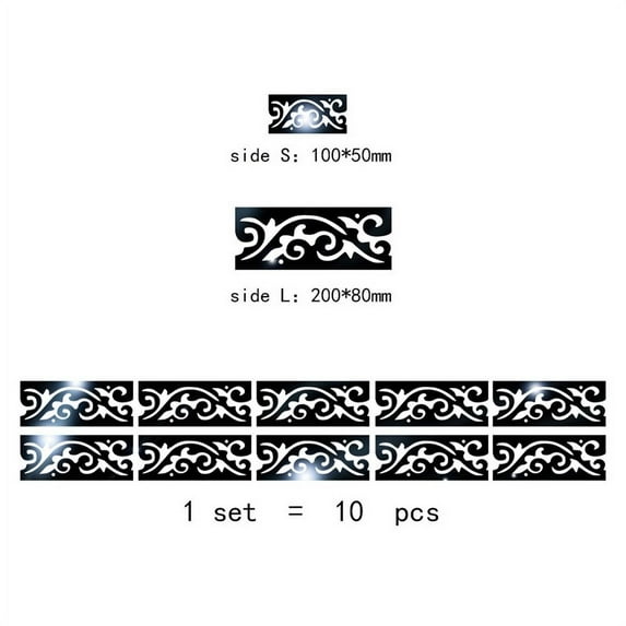 10Pcs 3D Mirror Art Kick Line Wall Sticker Acrylic Decal Home Room ...