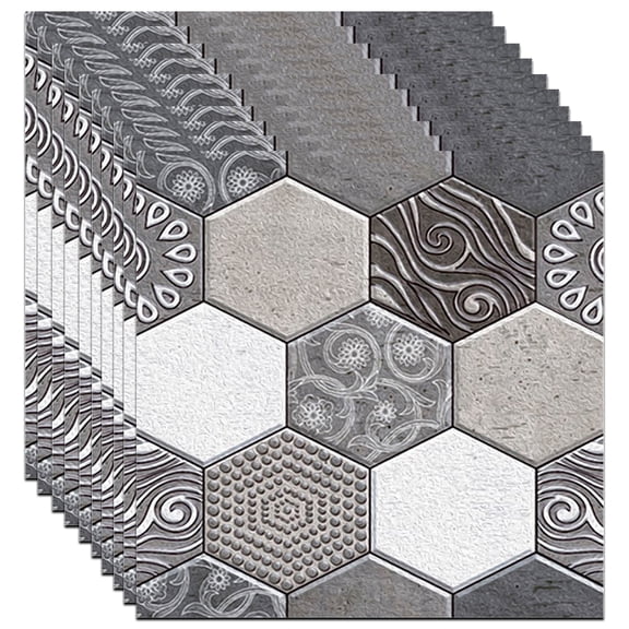 10Pcs 3D Wall Panel Peel and Stick 30CMx30CM Brick Texture Wall Tiles Stickers with Aluminum Foil Backing Adhesive PVC Self Adhesive Wall Paper for Interior Wall Decor Type 4