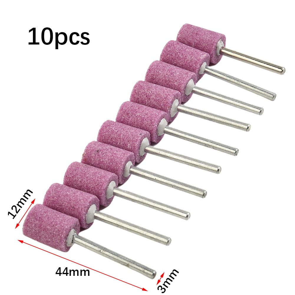 10Pcs 3Mm Shank Cylinder Abrasive Mounted Stone Grinding Head Polishing