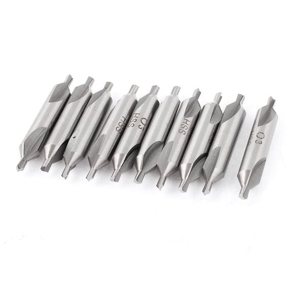 10Pcs 3mm 60 Degree Double End HSS Center Drill Countersink Bit Lathe Mill Tool