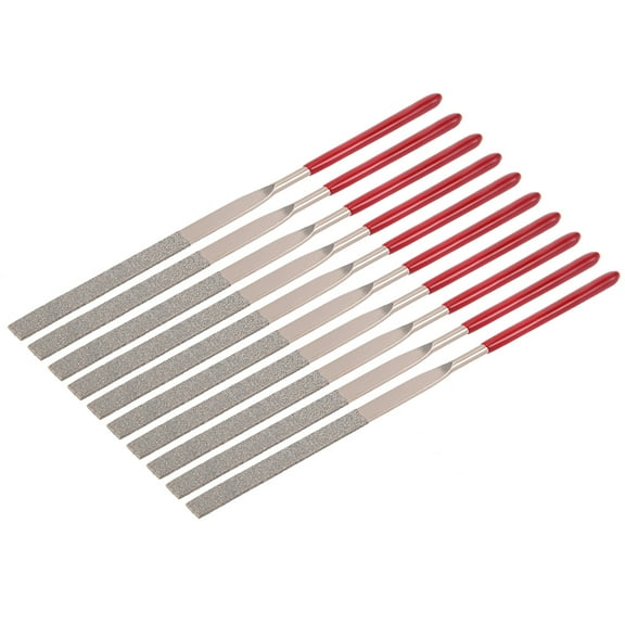 10Pcs 3mm x 140mm Flat Diamond Needle File 150 Grit