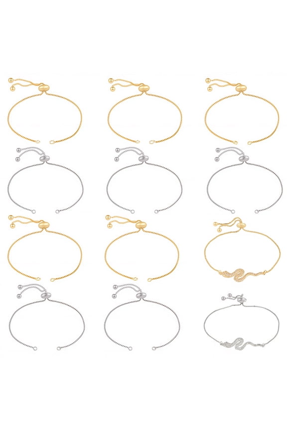 10Pcs 4.5 Inch Adjustable Slider Bracelet Chain 18K Gold Platinum Plated Brass Slider Bracelet Extender