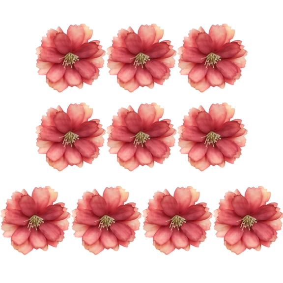 10Pcs 4.5cm Fake Blossom Head Artificial Simulation Plum Flower Head Home Decoration for Wedding Red Fabric