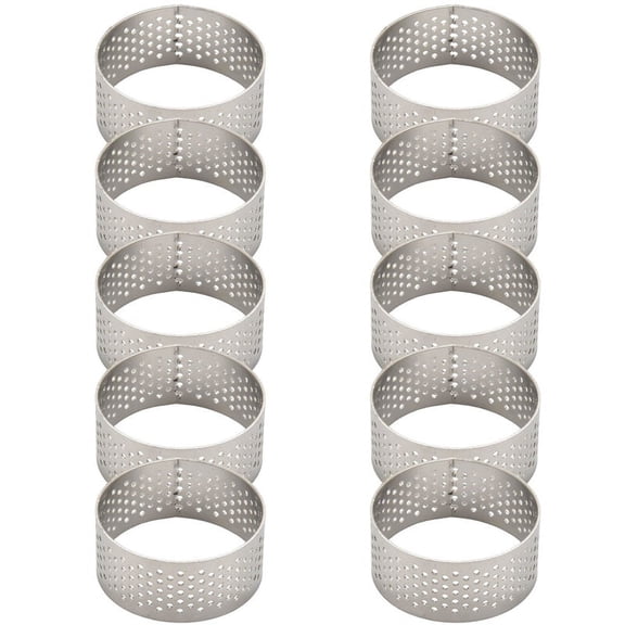 10Pcs 4.5cm Round Stainless Perforated Seamless Tart Ring Quiche Ring Tart Pan Pie Tart Ring with Hole Tart Shell Ring