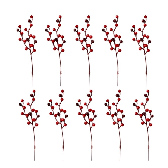 10Pcs 4.8-Inch Small Natural Dried Red Berry Sprigs - For Xmas Festive Home Decor, Holiday Wreaths, Garlands, Table Centerpieces, Diy Craft Projects - Ideal For Christmas Lovers,