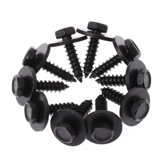 10Pcs 4.8x19mm Black Self-Tapping Screws 8mm Hex Head with Washer