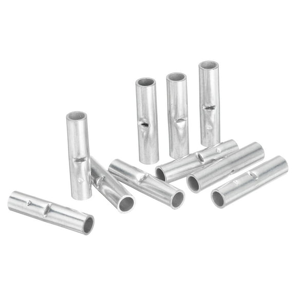 10Pcs 4 Gauge Non Insulated Butt Connectors,4 AWG Electrical Wire Seamless Crimp Terminals Butt Terminals Silvery