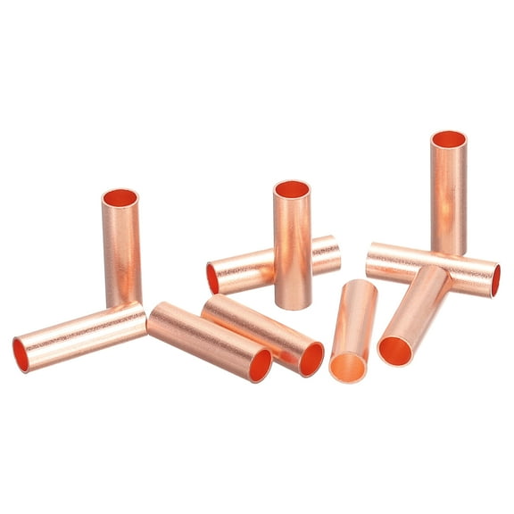 10Pcs 4 Gauge Non Insulated Butt Connectors,4 AWG Electrical Wire Seamless Crimp Terminals Marine Rose Gold