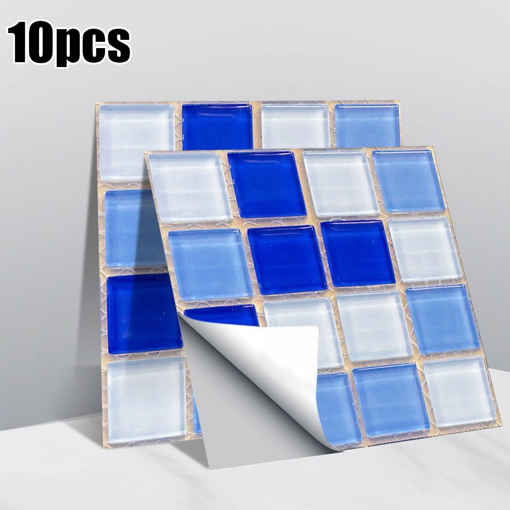 10Pcs 4'' Stone Mosaic Tiles Backsplash Peel and Stick Self Adhesive