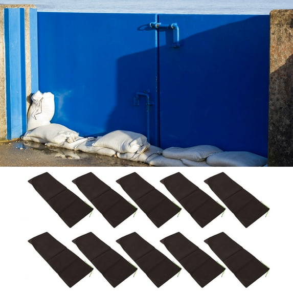 10Pcs 420D Polyester Flood Sandbags With Drawstring Waterproof For Doors Garage Basement Coffee Color