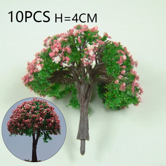 10Pcs 4CM Model Trees Architecture Train Railway Wargame Diorama Scenery
