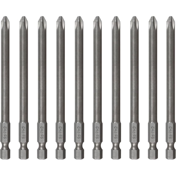 10Pcs 4Inch PH2 Phillips Bits | 1/4" Hex Shank, S2 Steel Magnetic  For Power Screwdriver, Drill, Impact Driver100mm