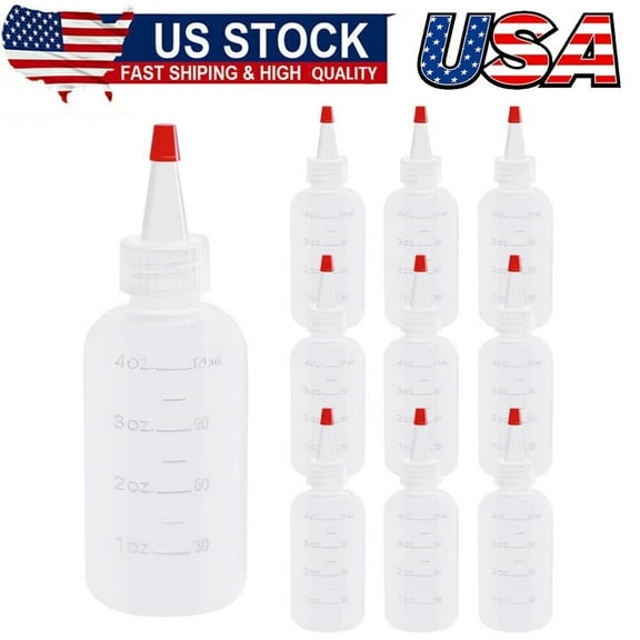 10Pcs 4Ounce Plastic Squeeze Bottles With Caps Plastic Small Dispensing Bottles
