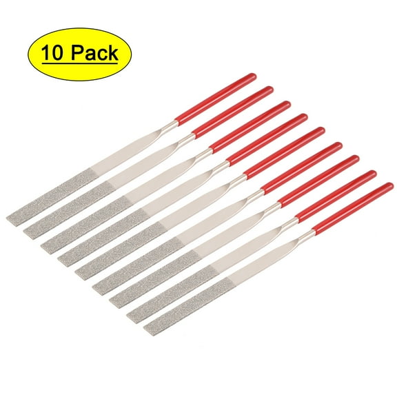 10Pcs 4mm x 160mm Flat Diamond Needle File 150 Grit
