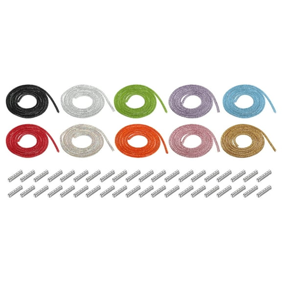 10Pcs 4mm x 1m Rhinestone Tube Rope Bling Crystal Rhinestone String with Aglets 10 Colors