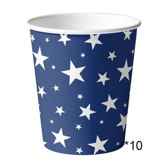 10Pcs 4th of July Star Pattern Paper Cups, Patriotic Red White Blue Disposable Cups, US Independence Day Party Supplies for National Day Celebration