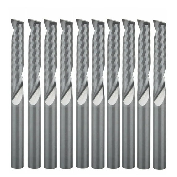 10Pcs 4x22mm Single Flute Bit Carbide End Mill Set, CNC Router End Mills Fit For Wood Cutter Milling