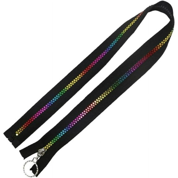 10Pcs #5 Black Nylon Zippers with Colorful Separating Teeth and Ring Pulls