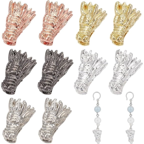 10Pcs 5 Colors Dragon Head Alloy Beads 15x12.5mm Chinese Dragon Spacer Beads with 2mm Hole Dragon Loose Beads Connector Dragon Head Beads for Bracelet Necklace Earrings Jewelry Making colorful DIY