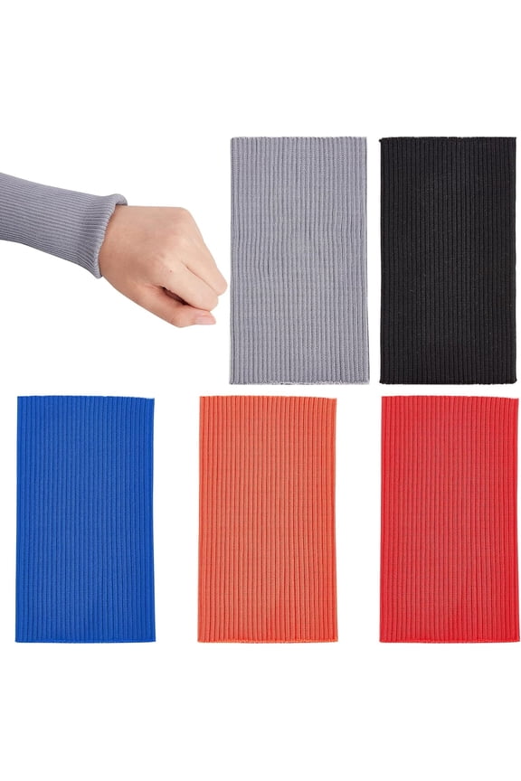 10Pcs 5 Colors Knit Cuff Sleeve Ribbing Cuff Material 5.9x3.3inch Tubular Rib Cuffing Replacement for Waistband Leg Arms Wear Cotton Padded Jacket Sportswear Cuffs Extension 1bag