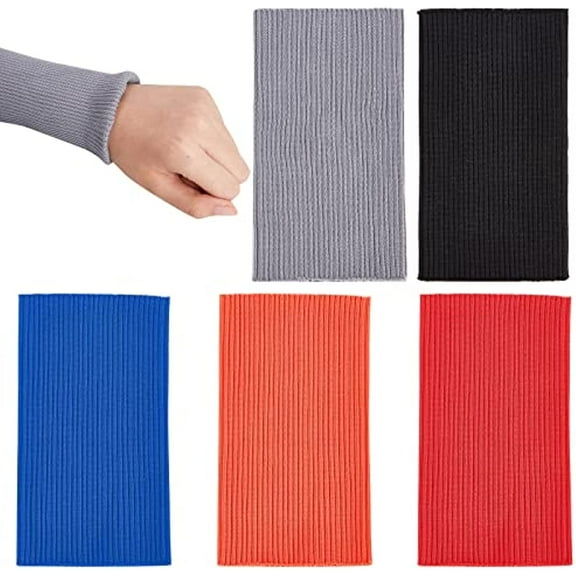 10Pcs 5 Colors Knit Cuff Sleeve Ribbing Cuff Material 5.9x3.3inch Tubular Rib Cuffing Replacement for Waistband Leg Arms Wear Cotton Padded Jacket Sportswear Cuffs Extension