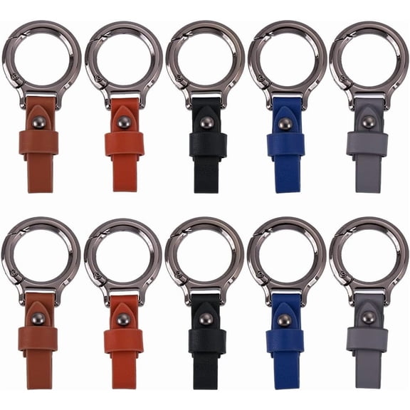 10Pcs 5 Colors PU Leater Pendant Decorations with Alloy Key Rings Clasp Gunmetal 75x35x13mm 2pcs/color