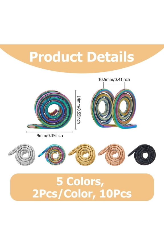 10Pcs 5 Colors Pressure Earrings for Keloids Stainless Steel Clip Earrings Spiral Non-Pierced Earrings Compression Earrings Metal Ear Cuff Adjustable Keloid Earrings