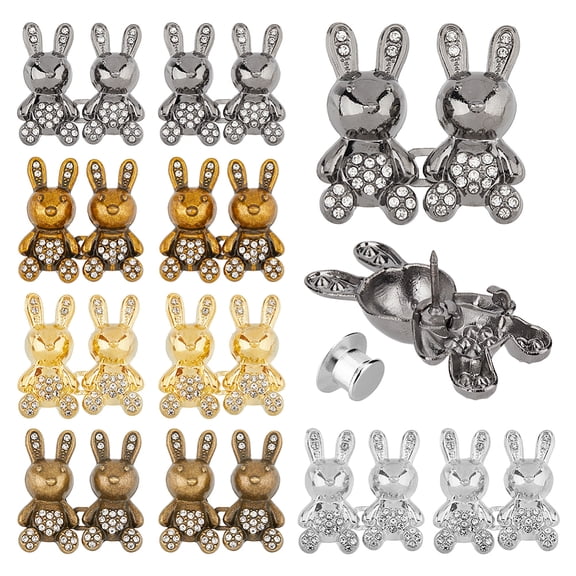 10Pcs 5 Colors Rabbit Shape Alloy Adjustable Jean Button Pins Waist Tightener Sewing Fasteners for Garment Accessories Mixed Color
